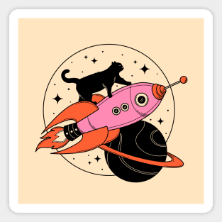 Space Walker Black Cat in beige Magnet